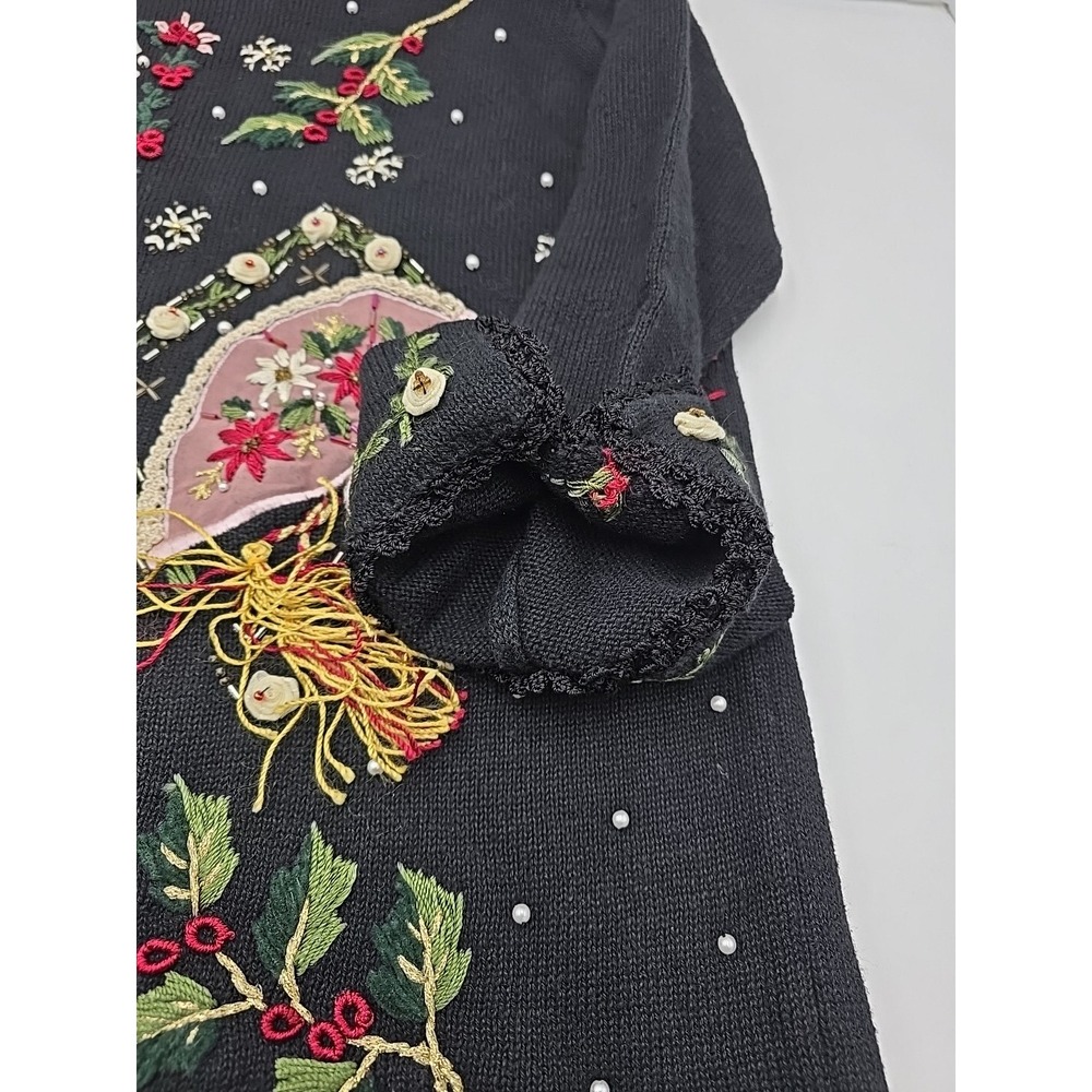 Victoria Jones Fall VTG Embroidered Ugly Christmas Sweater Beaded Woman S - Picture 7 of 12